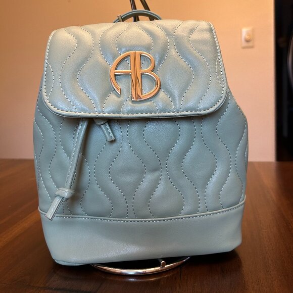 AB Light Blue Quilted Women's Backpack - Picture 1 of 16